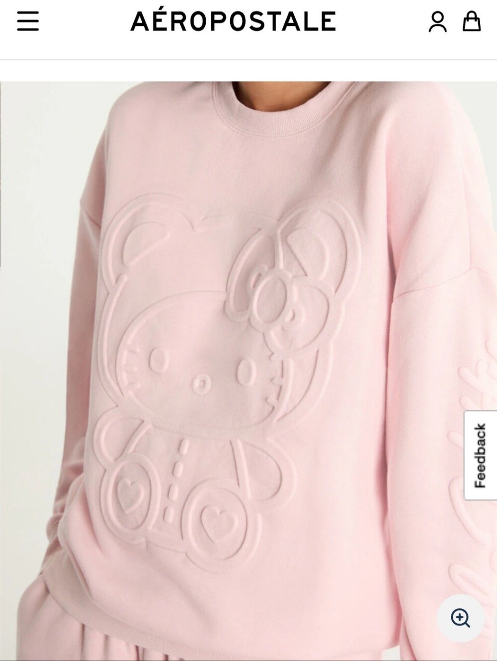 Aeropostale Light Pink Embossed Hello Kitty Crewneck Sweater